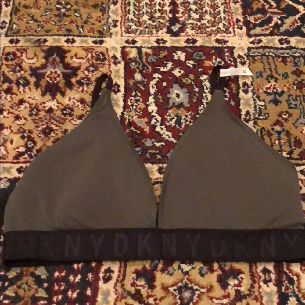 DKNY Olive Green and Black Bralette Bra XL